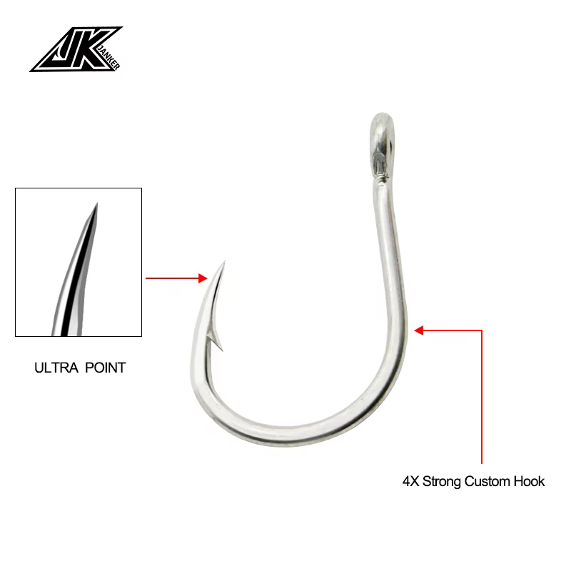 Mustad 4X Anzuelos acero al carbono ojos anillados océano profundo - imagen 3