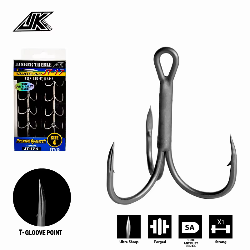 Anzuelo Triple JT-17 Acero Inoxidable para Pesca Ligera