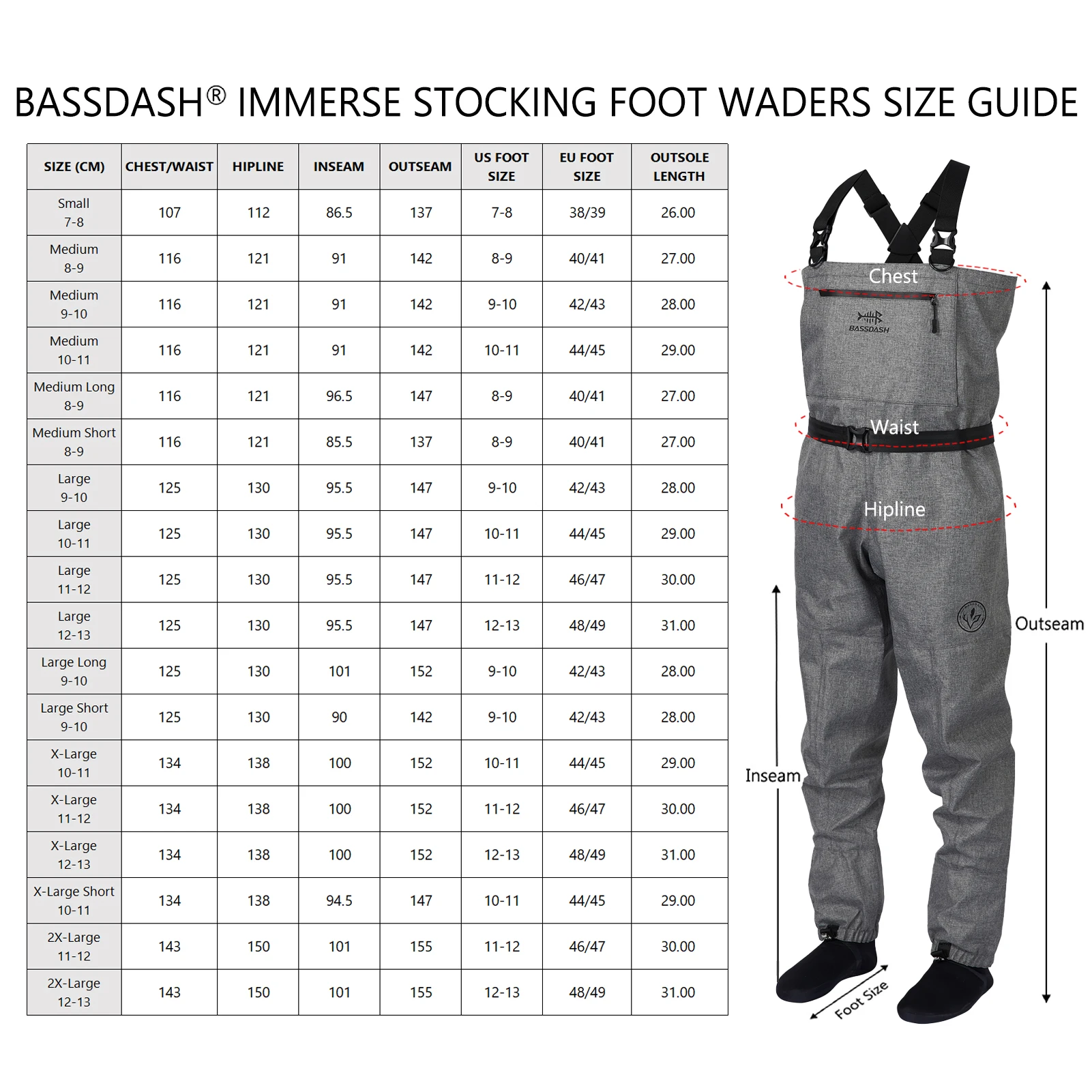 Vadeadores Bassdash IMMERSE vista frontal