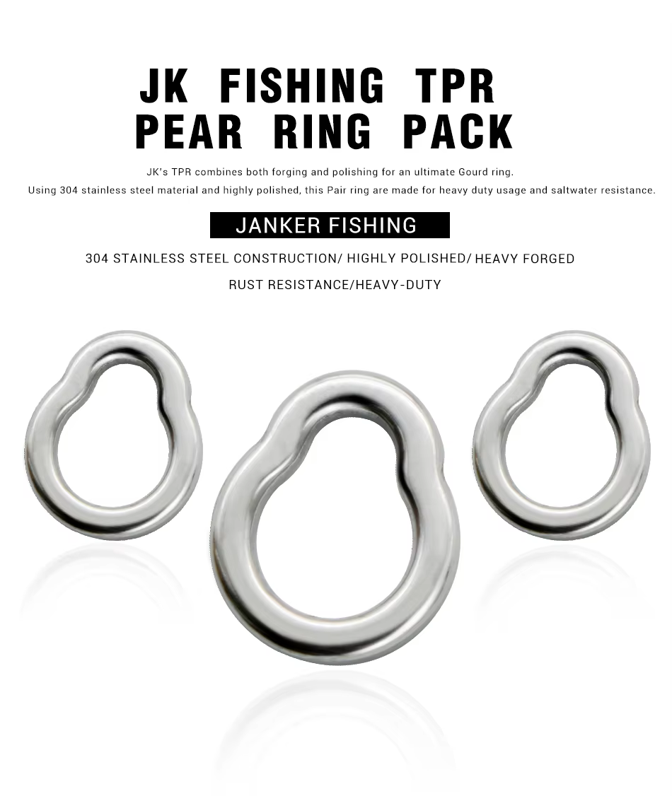 Anillo de pesca giratorio de acero inoxidable 304, visto frontal