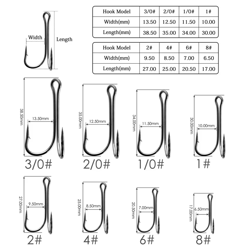 Anzuelo doble acero carbono afilado para pesca de carpa mosca - imagen 2