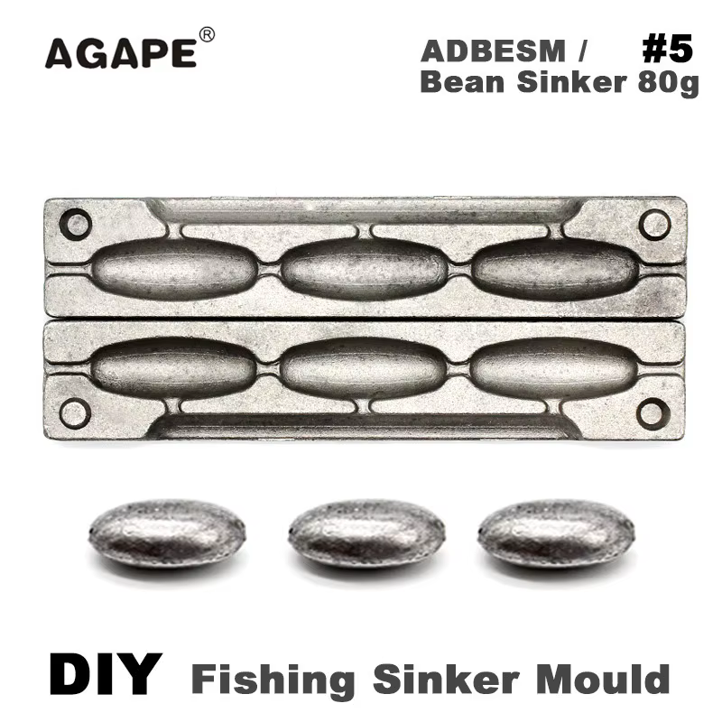 Molde para Plomos de Pesca Agape DIY – Forma Frijol 3 Cavidades