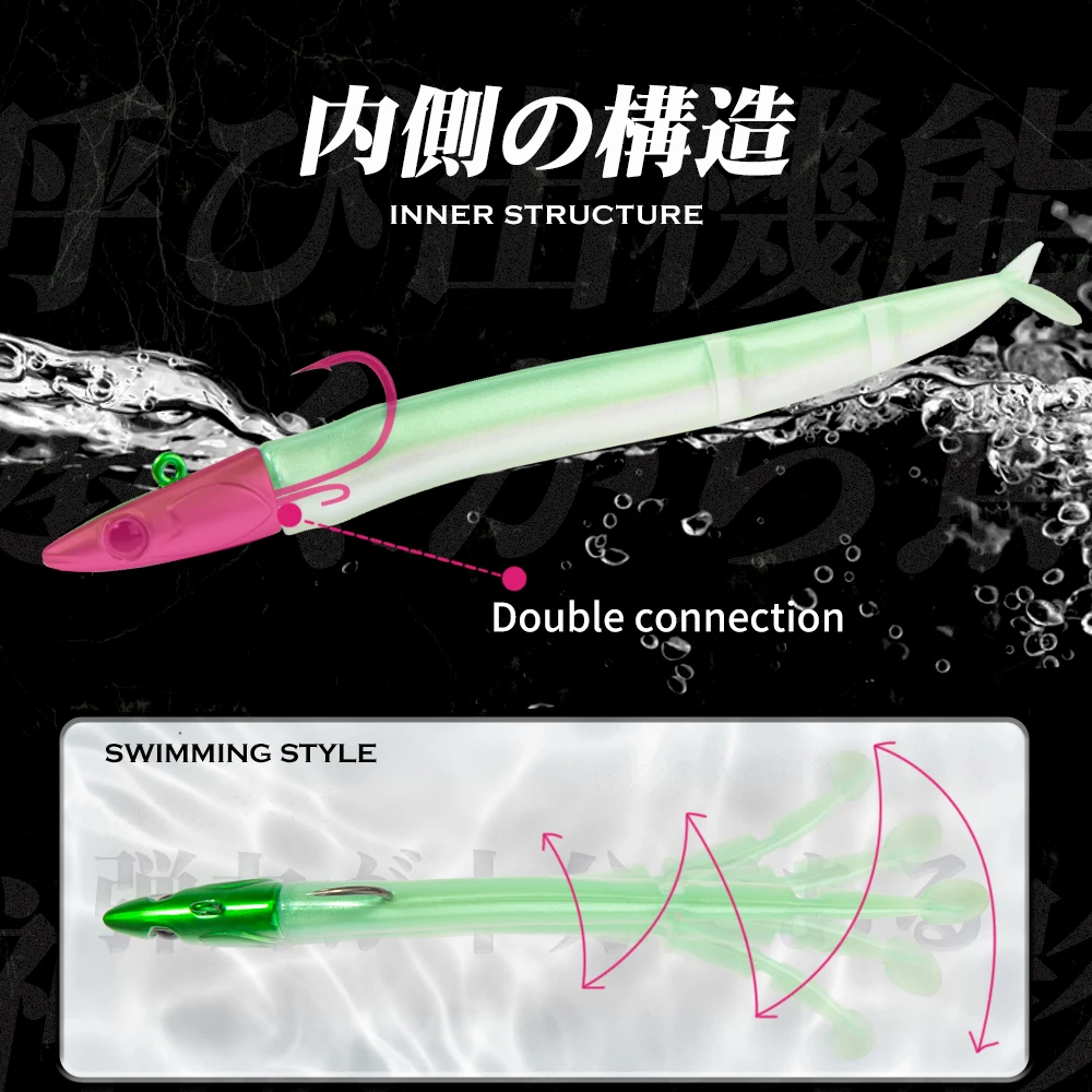 HUNTHOUSE Black Minnow Shad - Señuelo vinilo para lubina con jig head - imagen 3