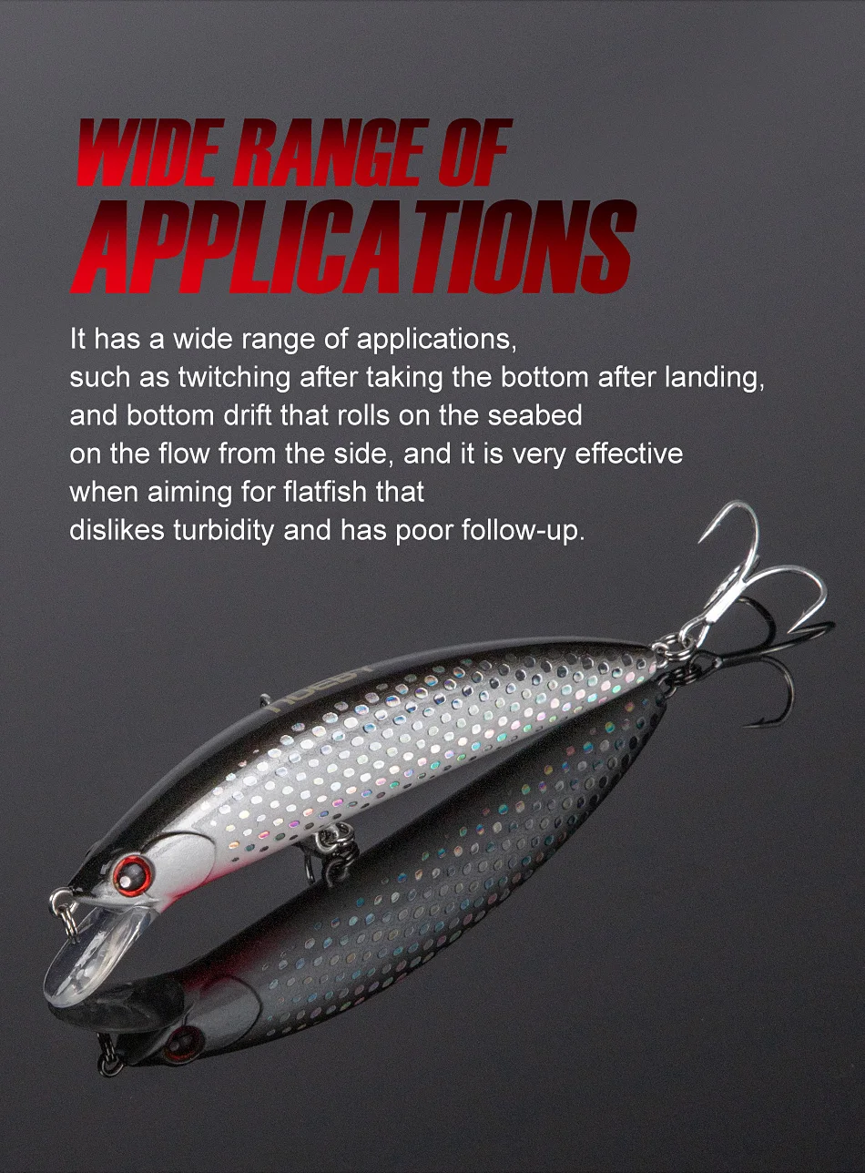 Señuelo Noeby Minnow con ganchos de acero inoxidable y detalle de textura