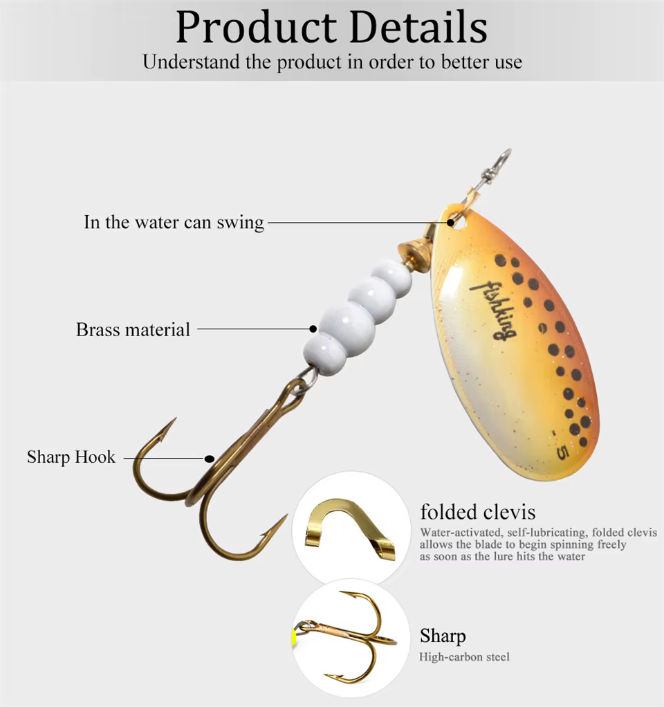 Señuelo tipo cuchara spinner para pesca deportiva