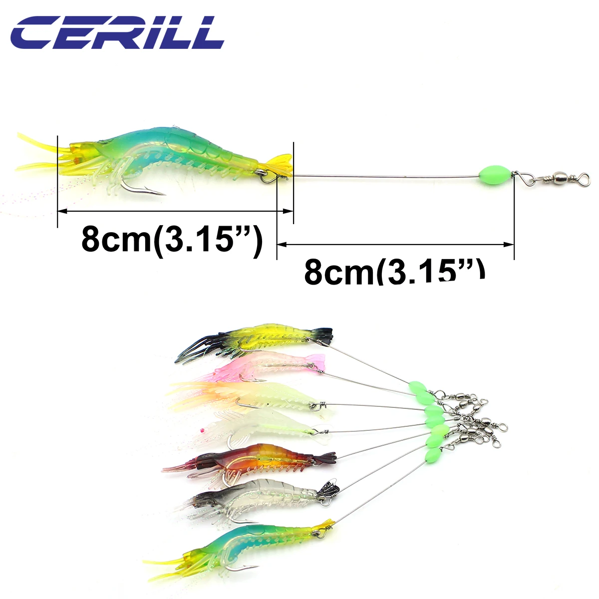 Ceril Gamba artificial 80mm – Señuelo realista con anzuelo - imagen 3