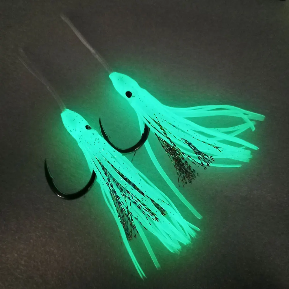 Anzuelos Jigging BKK de carbono con faldas de calamar luminosas - imagen 2