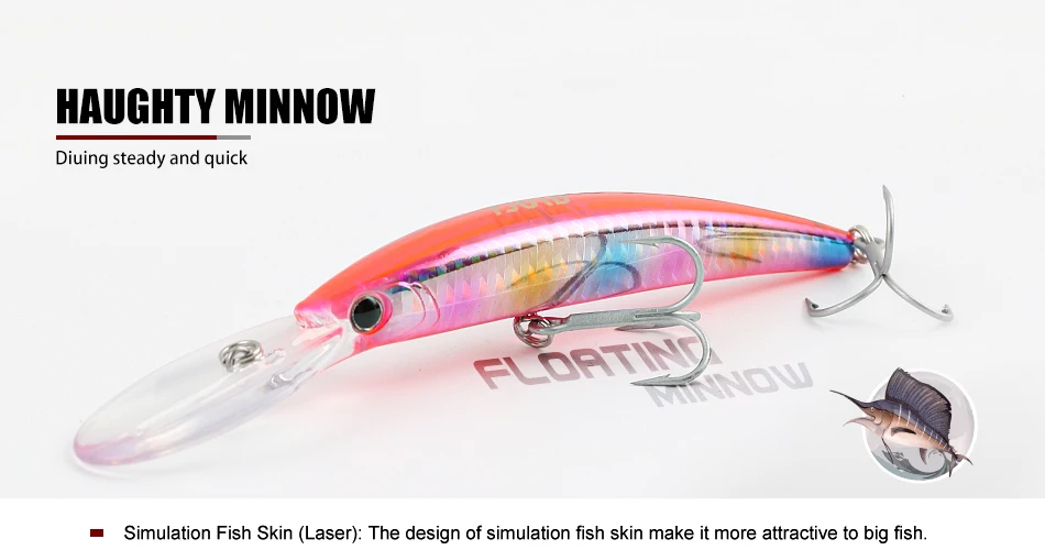 Señuelo FJORD minnow flotante 110mm con acabado láser realista