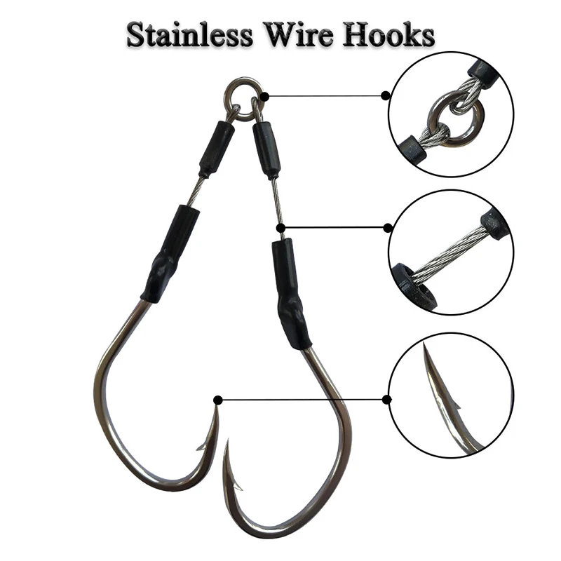 Anzuelos de púas para pesca marina jigging de alambre inoxidable - imagen 4