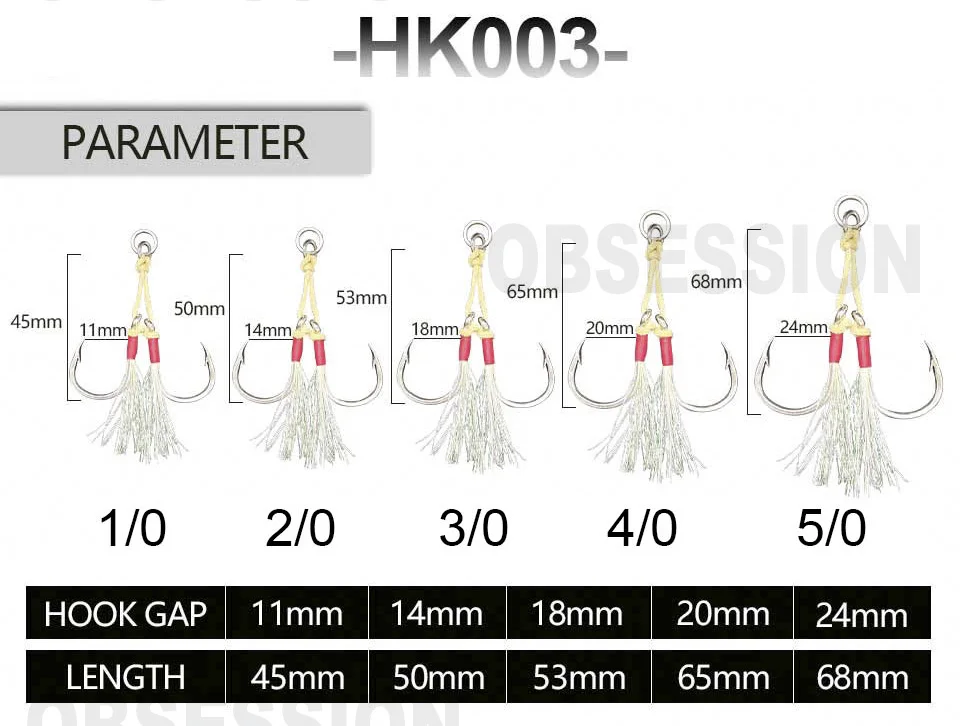 Anzuelo OBSESSION con pluma luminosa y línea Kevlar