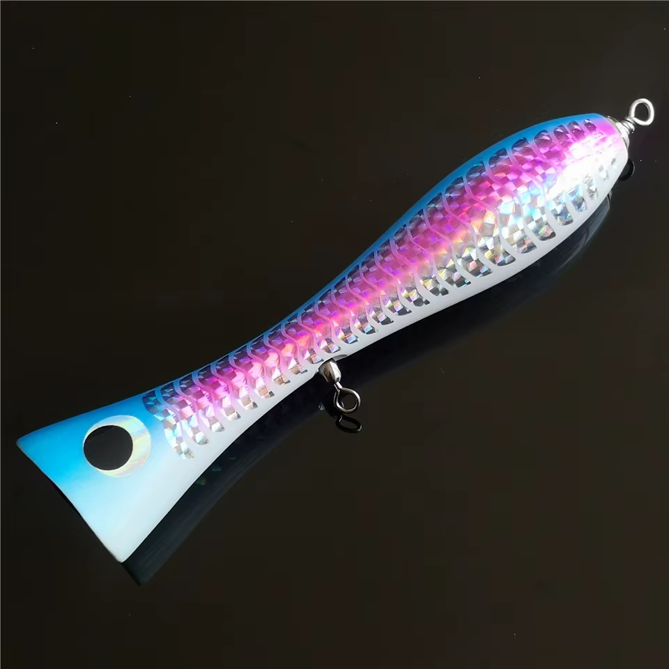 Swolfy Señuelo de Superficie Popper Grande de Madera para pesca - imagen 4