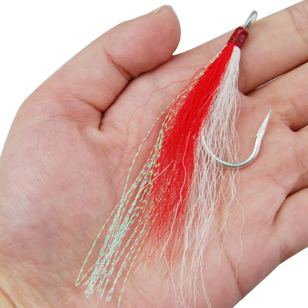Bucktail Teasers Anzuelos Jig Head inox Mylar para agua salada - imagen 5