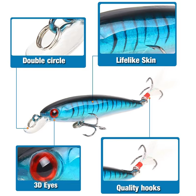 Señuelo Crankbait pececillo de pluma – Cebo duro artificial Japón - imagen 3