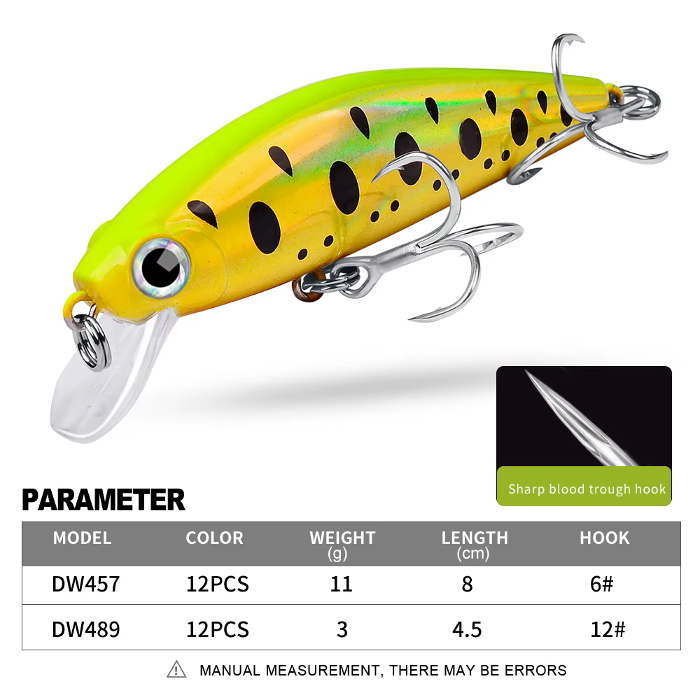 PROBEROS Minnow 8cm – Señuelo para lubina con 6 anzuelos pintados - imagen 4