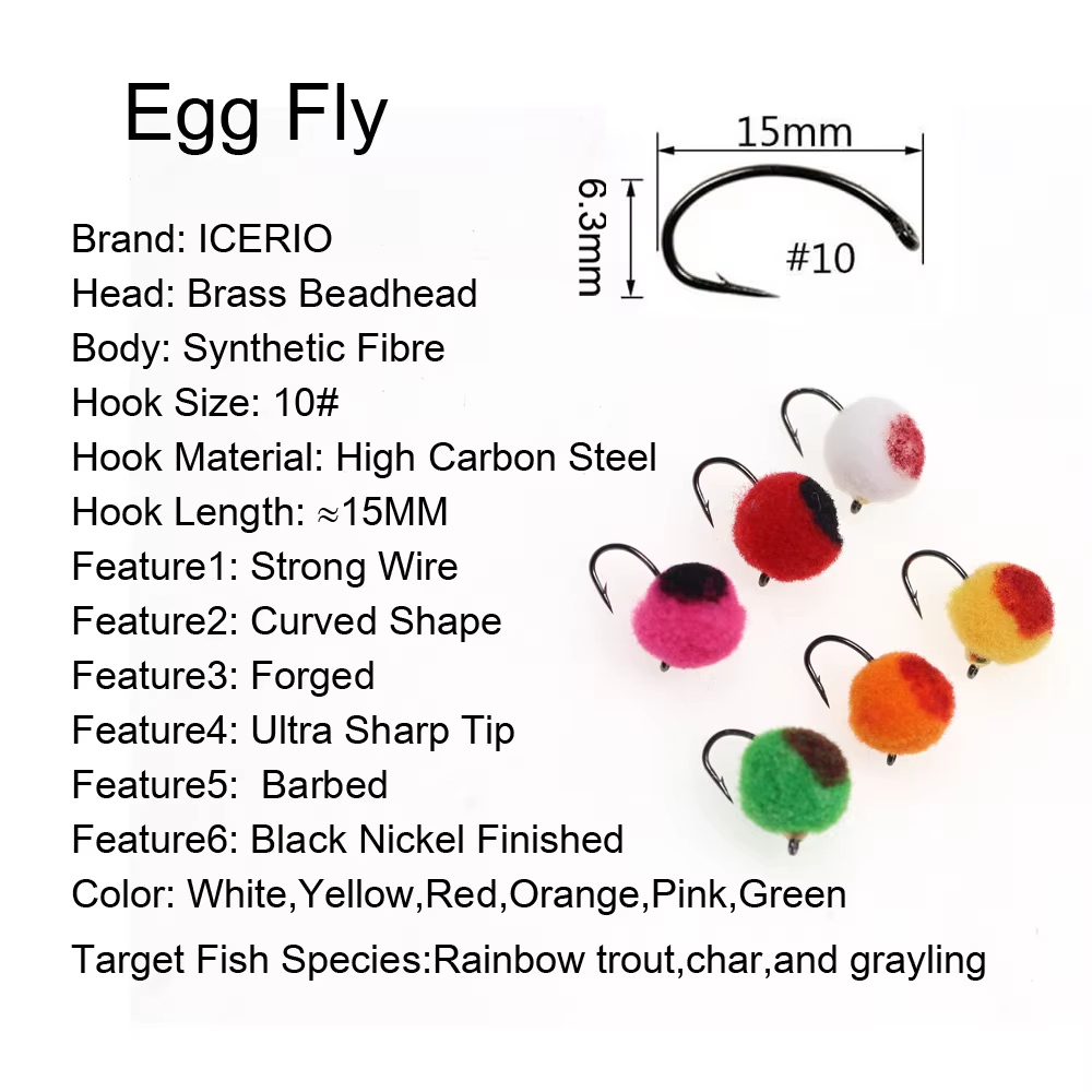 ICERIO Huevos de Mosca Ninfa Micro #10 – Imitación Roe para Trucha y Grayling - imagen 5