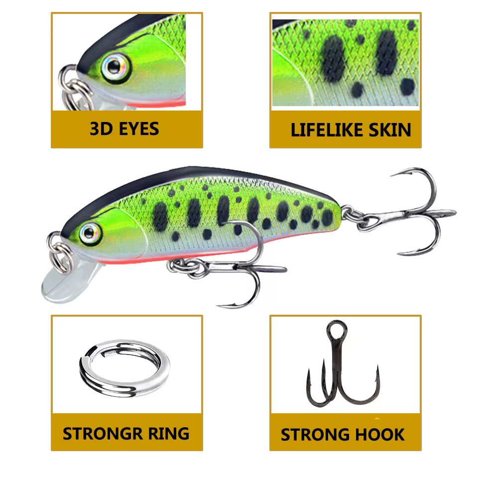 Crankbait pececillo 60mm ojos 3D – Señuelo hundimiento biónico - imagen 4
