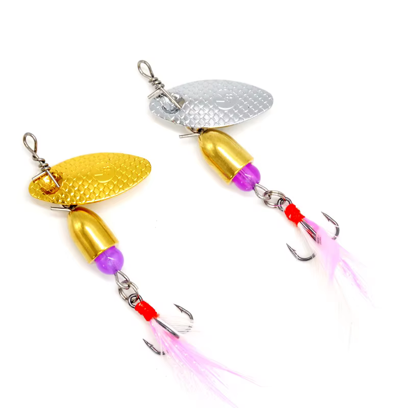 Cucharilla giratoria de metal con pluma triple - imagen 2
