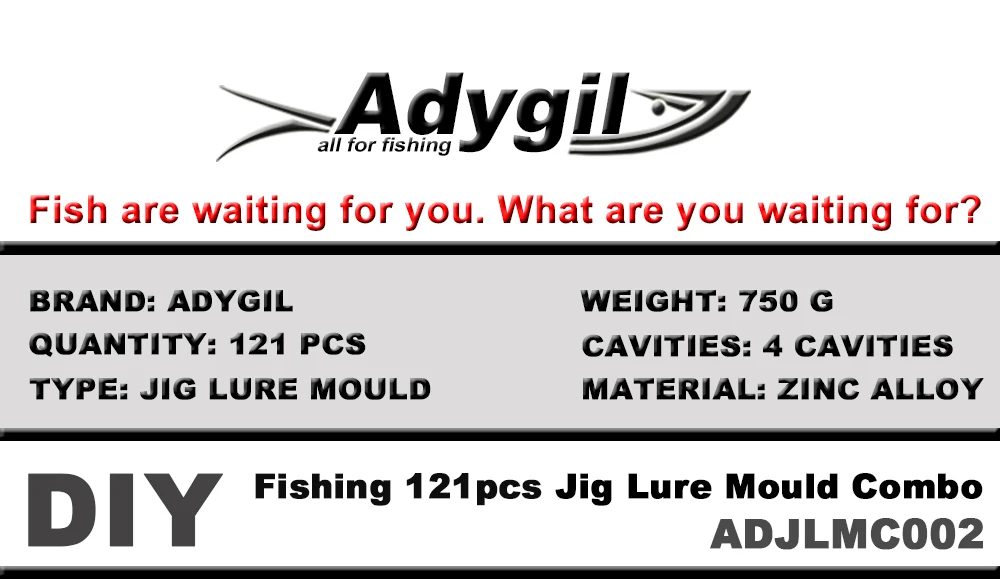 Molde Adygil mostrando las cuatro cavidades para señuelos de pesca