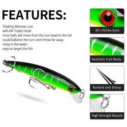 Señuelo flotante Minnow Wobbler con ojos 3D para Lucio