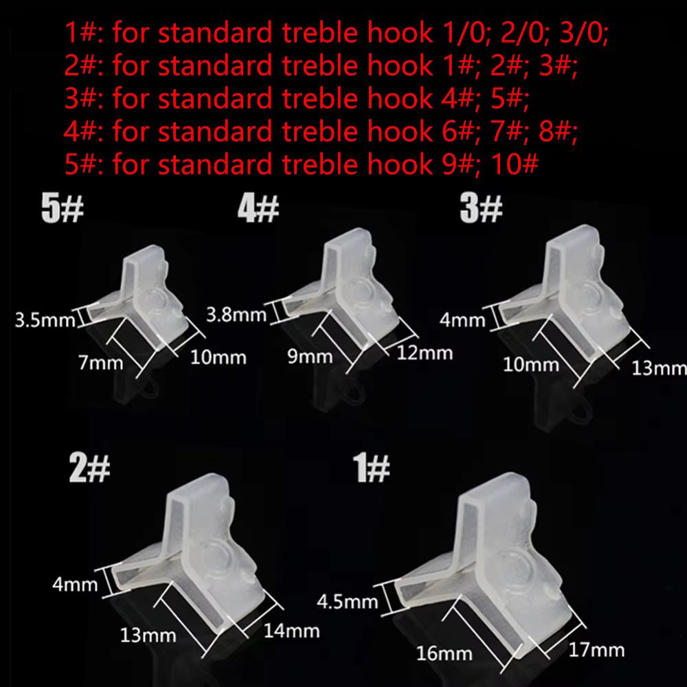 Protectores de anzuelos triples para pesca - Blanco, 5 tallas, 25 uds - imagen 4