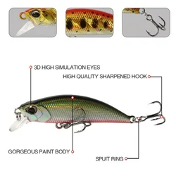 Señuelo Crankbait lubina pesca Wobbler con ojos 3D y vinilo duro