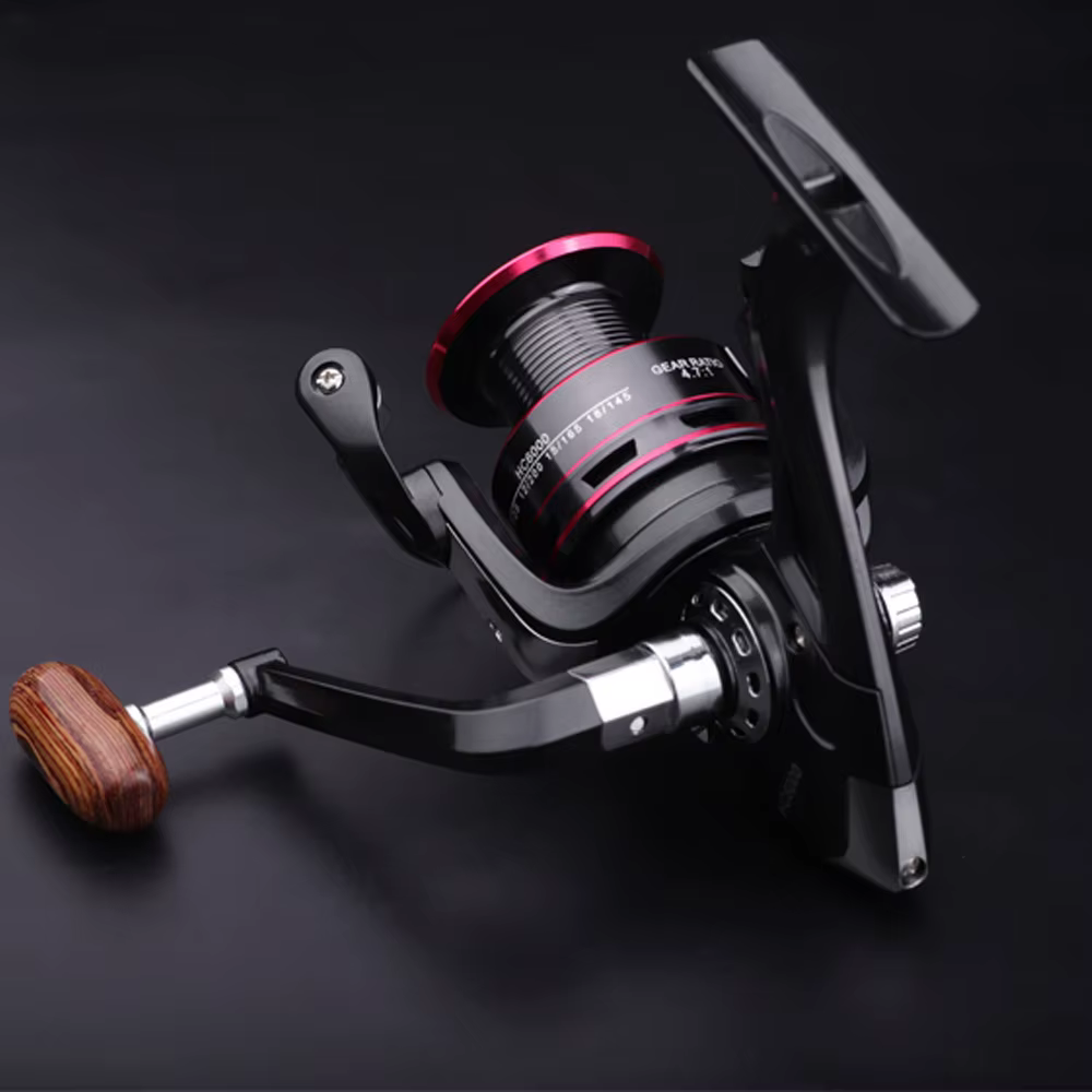 Carrete Spinning Metal 12+1BB Manivela Madera Ambidextro - imagen 3