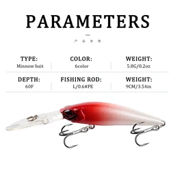Wobblers Crankbait flotante duro 9cm nadador realista eficaz para pike