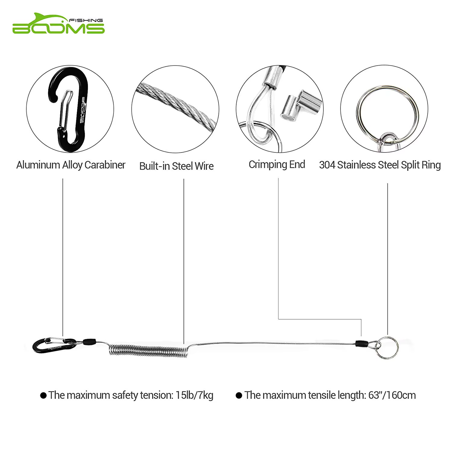 Cordón elástico con mosquetones para cañas de pescar Booms Fishing T01 - imagen 4