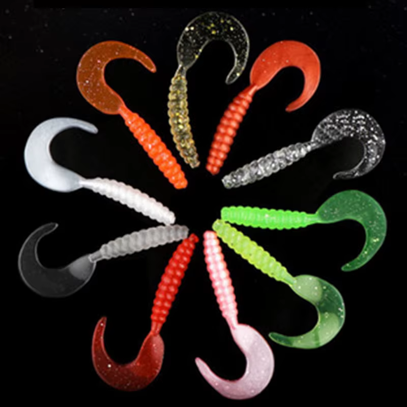Cebo blando silicona cola luminosa – Gusano artificial soft bait 4-7cm - imagen 4