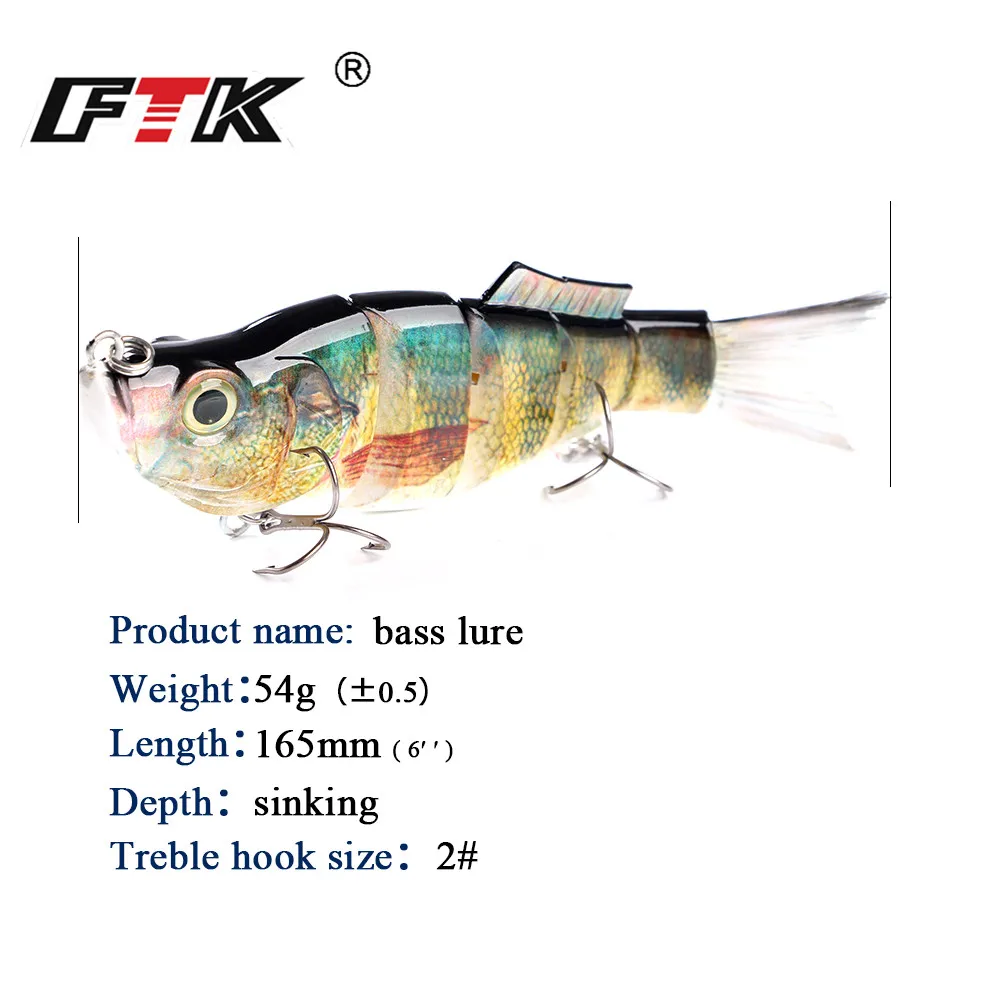 FTK Señuelo de pesca articulado Minnow con ojos tridimensionales - imagen 5