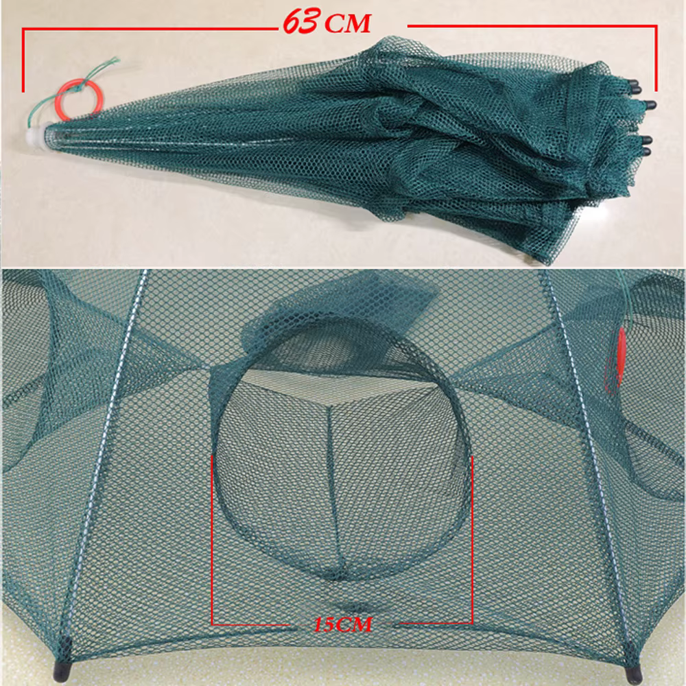 Trampa hexagonal automática para cangrejos – Red de nailon portátil