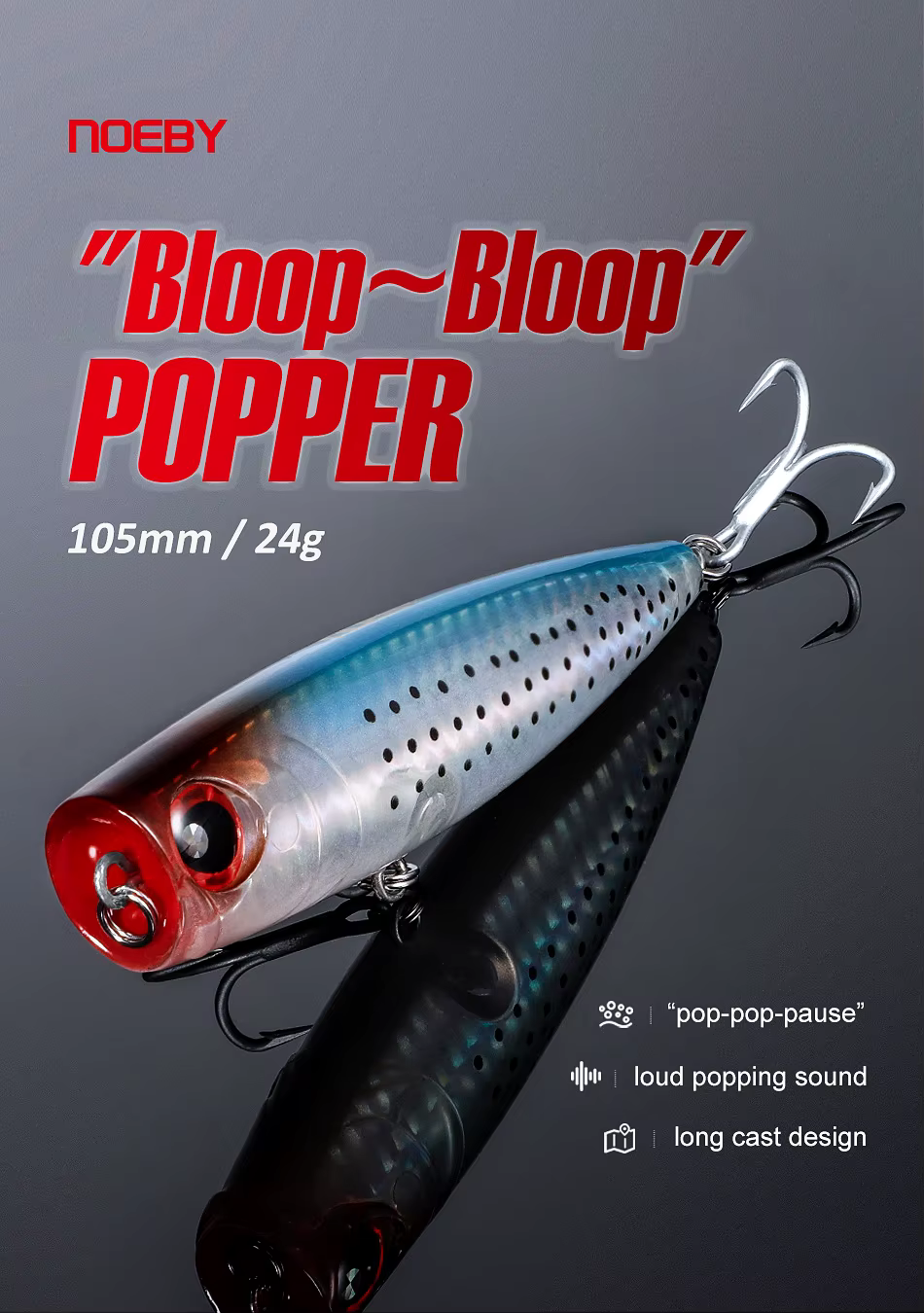 Señuelo popper flotante en agua