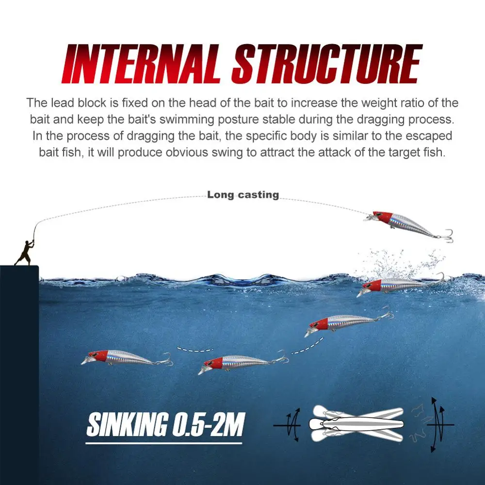 Noeby Jerkbait para lubina – Señuelo hundido 90mm - imagen 4