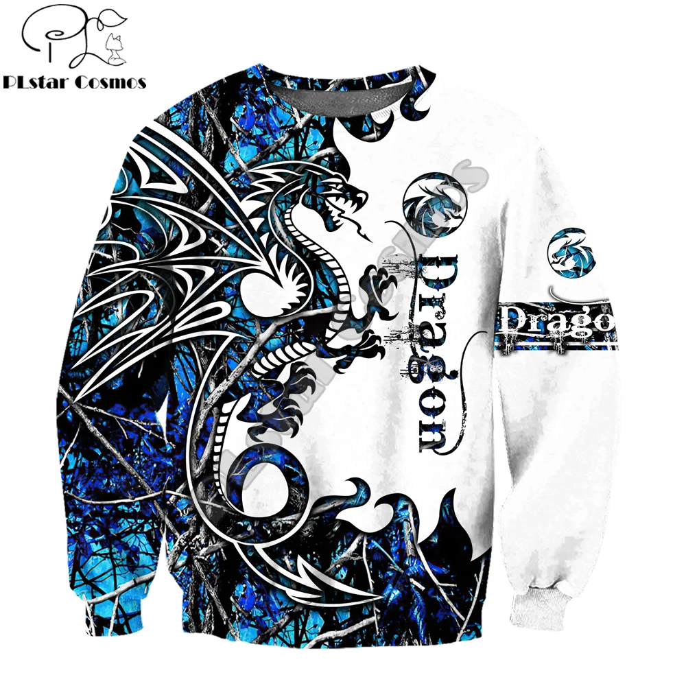 Sudadera Dragón Tatuaje 3D Azul – Estilo Callejero Talla Única - imagen 4