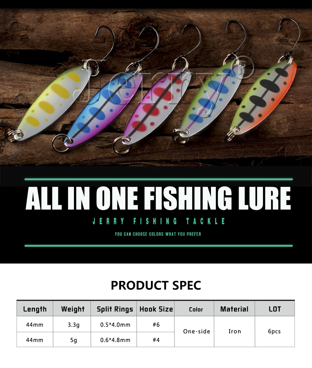 Variedad de colores y formas en el kit de pesca Jerry