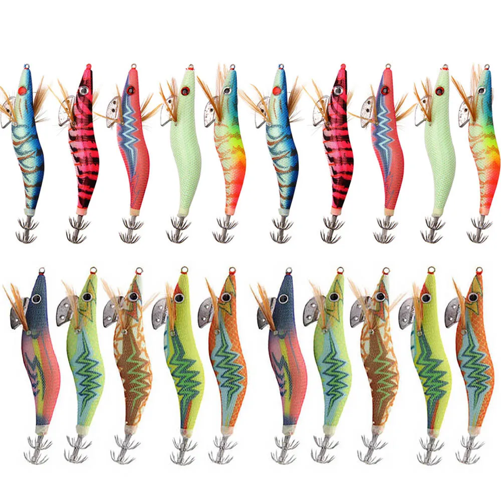 Señuelos de calamar multicolores para pesca en agua salada