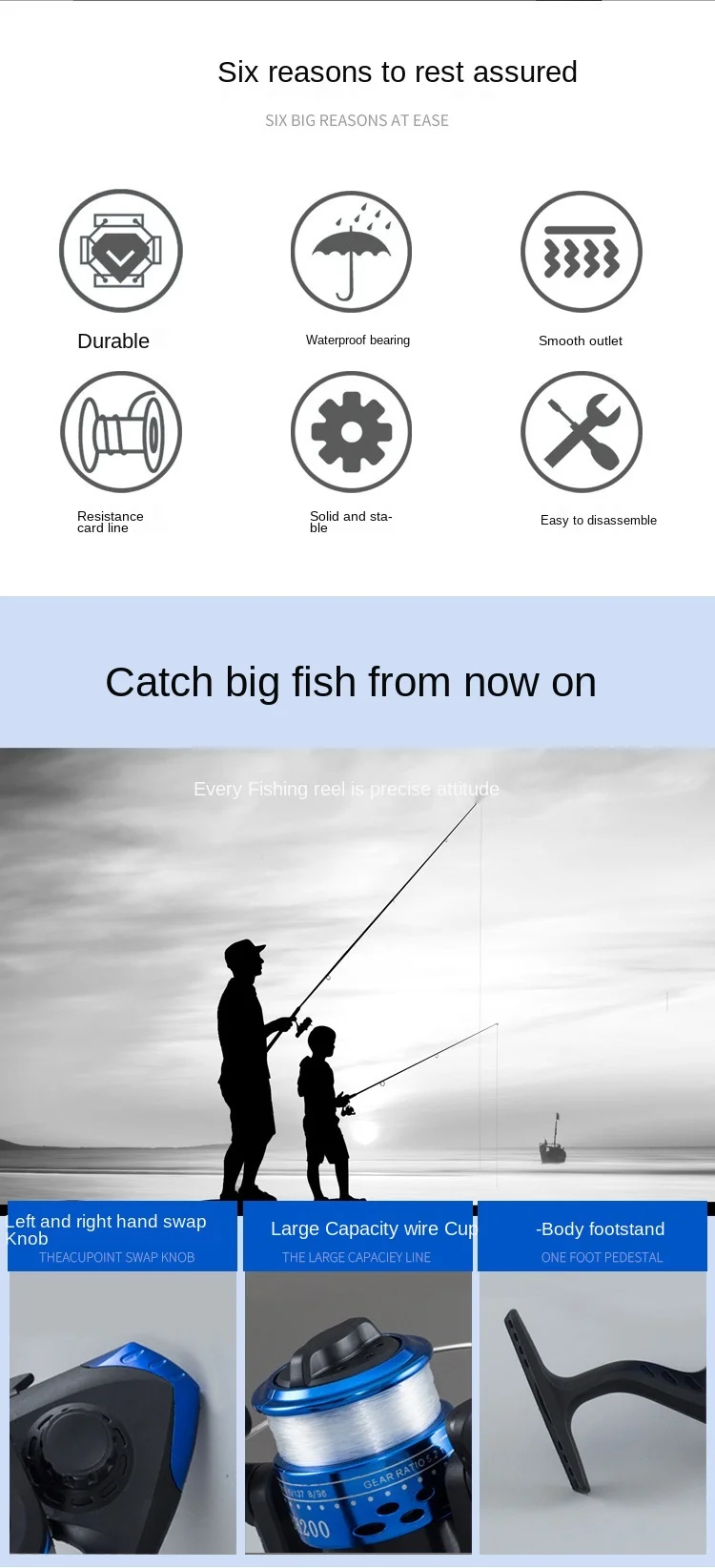 Carrete de metal para pesca en agua salada
