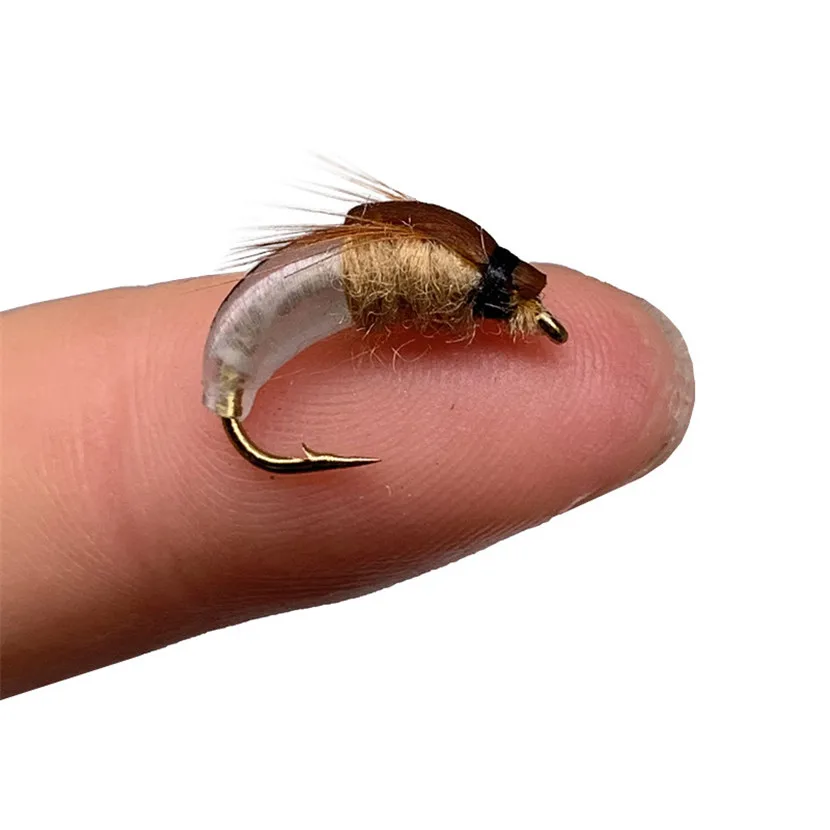 Moscas de pesca realistas tipo ninfa Scud para trucha
