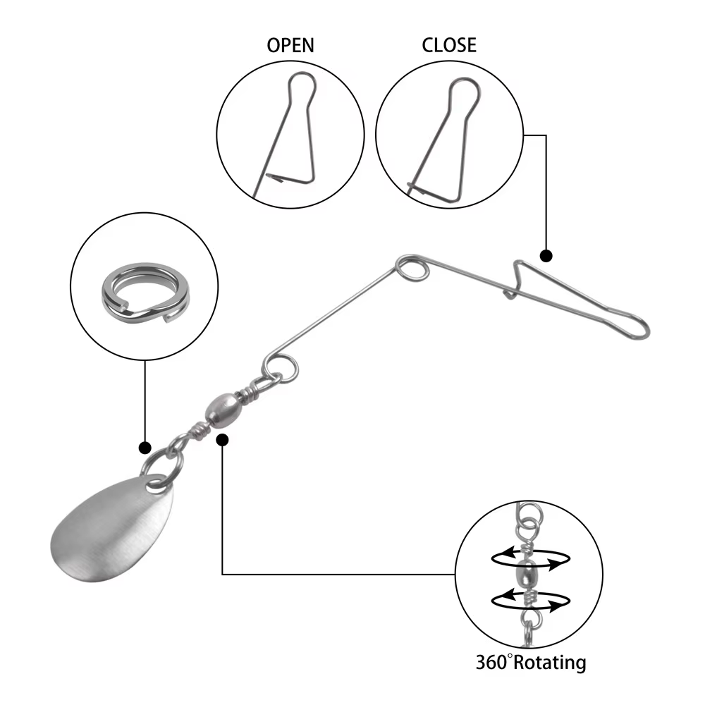 Kit señuelos Cuchara con giratorio - Lentejuelas y accesorios para lubina - imagen 2