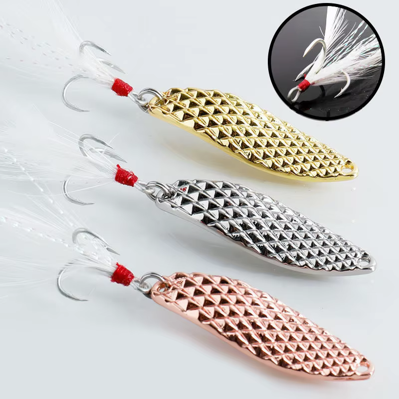 Cuchara giratoria para Trucha y Lucio – Anzuelo triple de plumas, 7-15g - imagen 2