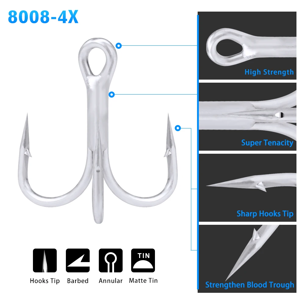 Anzuelos Treble Carbono 4X Mate para Agua Salada - imagen 5