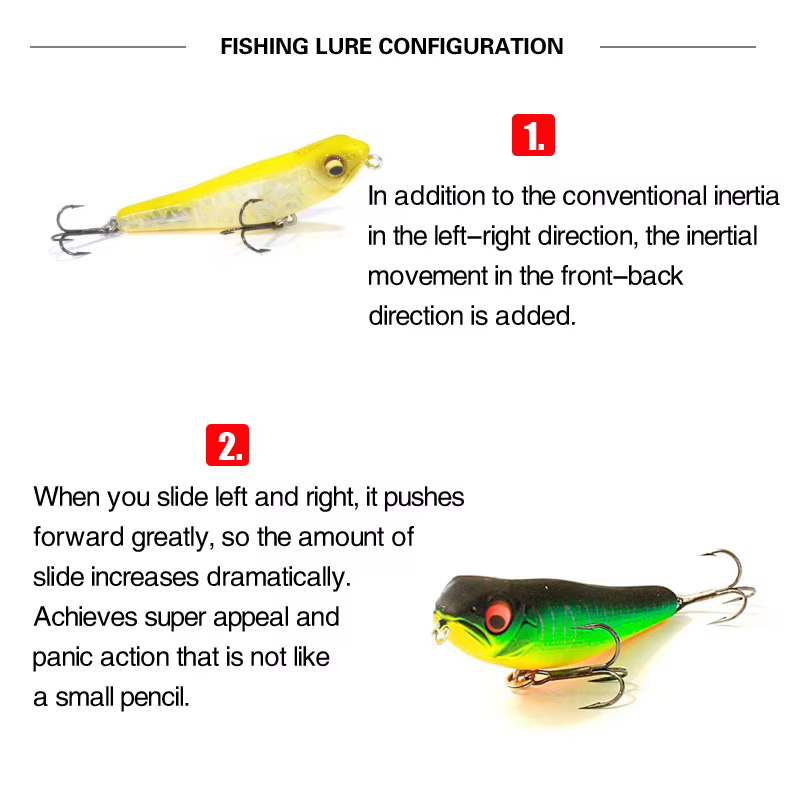 Wobbler Lapiz Lubina 71mm 7g para pesca - Accion real y preciso - imagen 3