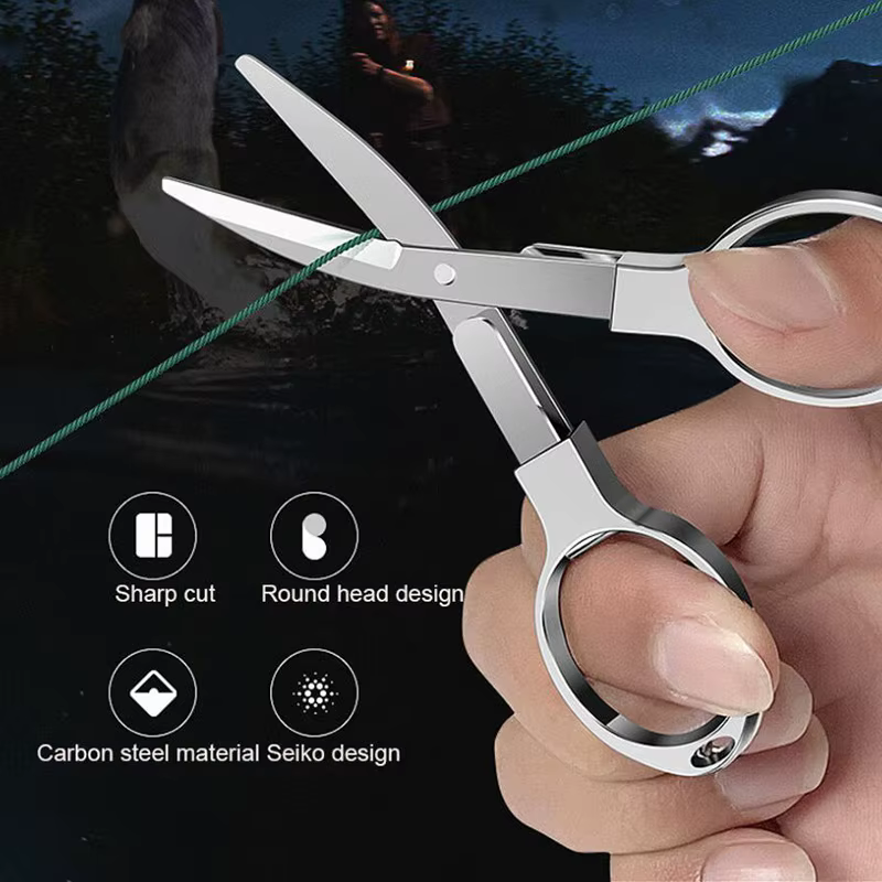 FLYSAND Tijeras de pesca plegables con aleación de zinc – Hoja inoxidable - imagen 4
