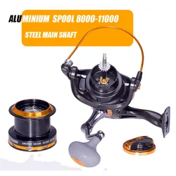 Carrete spinning metálico para surf y pesca de carpa