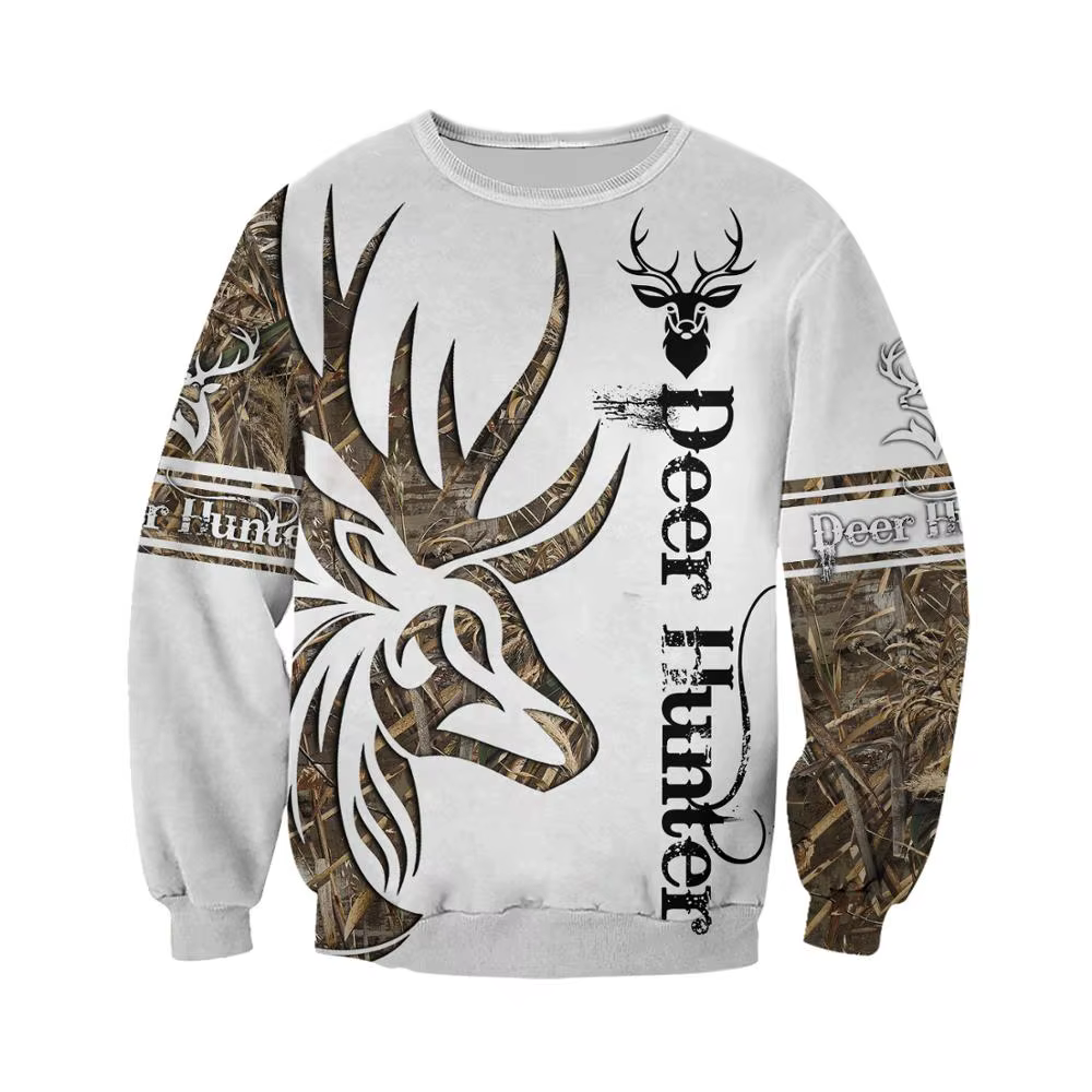 Sudadera con capucha estampado 3D ciervo de caza hombre Retro otoño - imagen 3