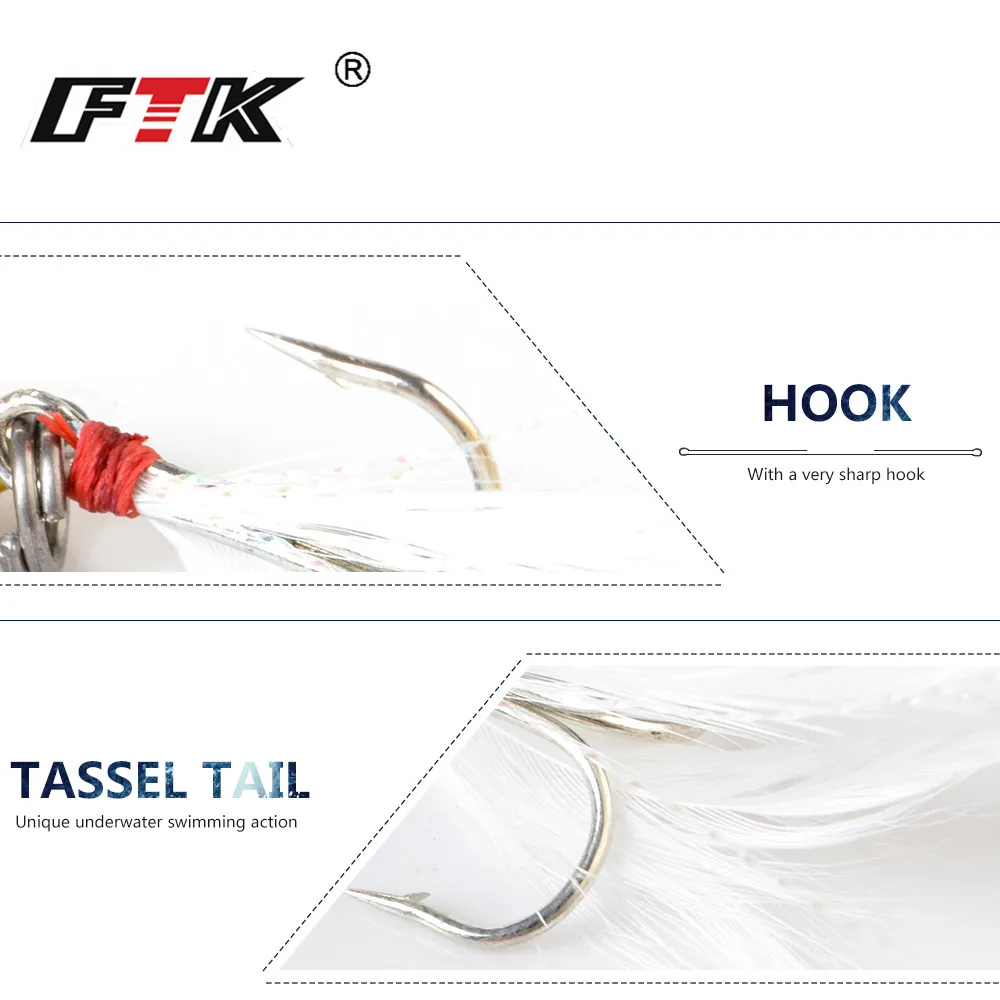 FTK Micro Jig metálico mar con ojos 3D y anzuelo triple - imagen 2