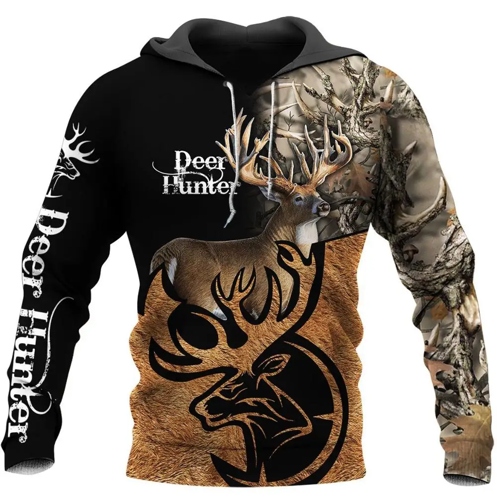 Sudadera con capucha estampado 3D camuflaje unisex cazadores ciervos - imagen 2