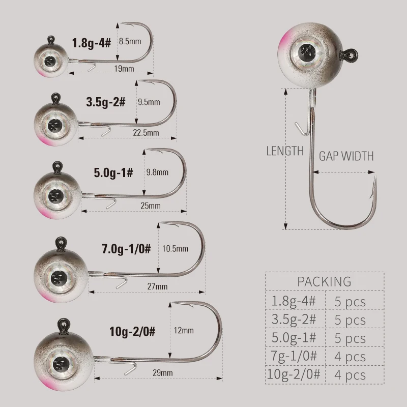 Jig Head LUREHOLIC con anzuelo Mustad XL para pesca con vinilo - imagen 3