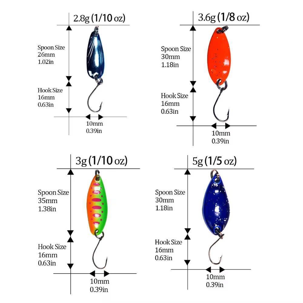 THKFISH Cucharas Giratorias Trucha – Señuelos con Gancho Único - imagen 5