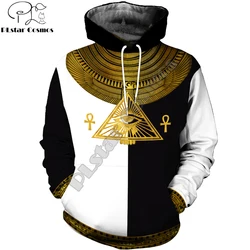 Sudadera con Capucha Horus – Egipcio 3D Blanco y Negro Unisex